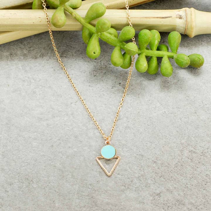 Colar em latão dourado com folhas e turquesa por atacado de Merveilles du Monde