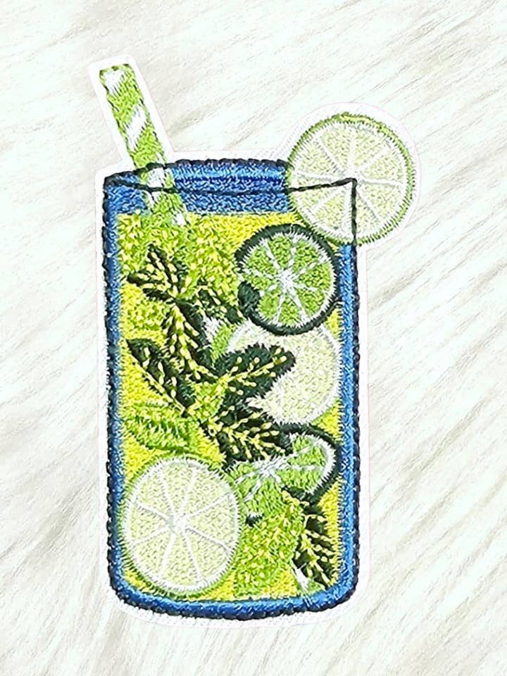 Mojito Cocktail Drink Embroidery Iron On Patch for wholesale by Scratch Decor