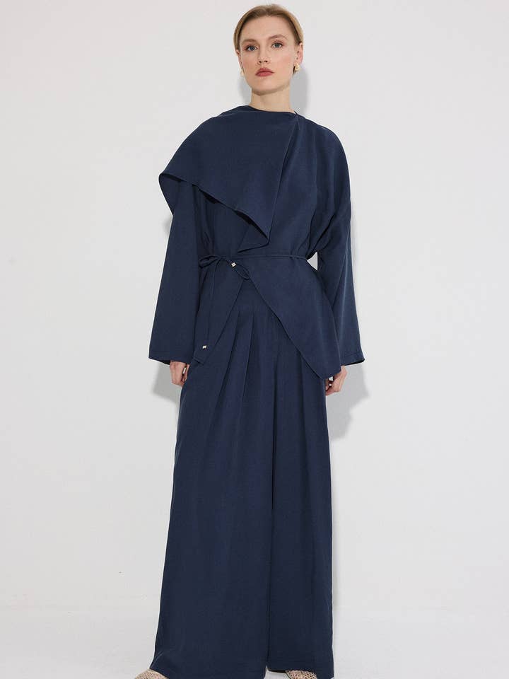 Tunika mit Schalkragen und Hose, 2-teiliges Set für den Großhandel von Touché Privé