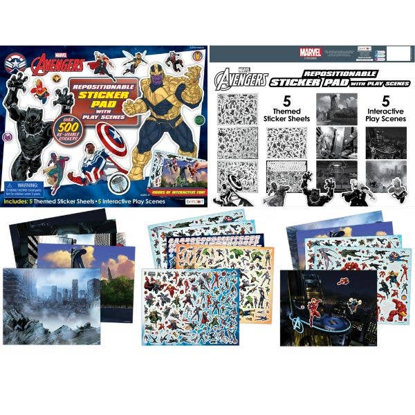 St. Louis Wholesale LLC - Wholesale Sticker - Kids & Baby - Marvel Avengers - RePositionable 500Count Sticker Pad