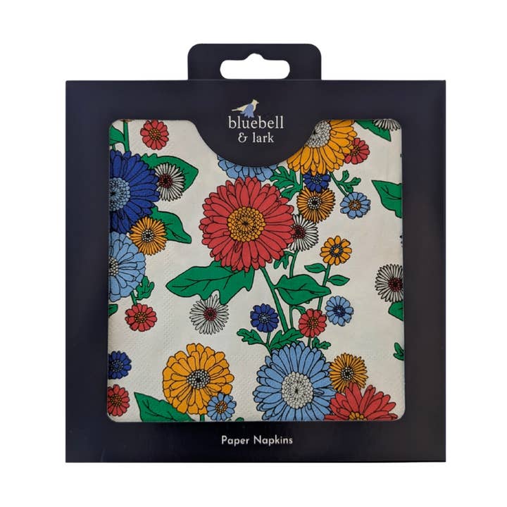 Retro Flowers Paper Napkins for wholesale by Bluebell and Lark