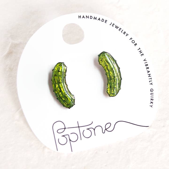 Poptone Co. - Wholesale Stud/Post Earrings - Pickle Funny Vegetable Stud Earrings
