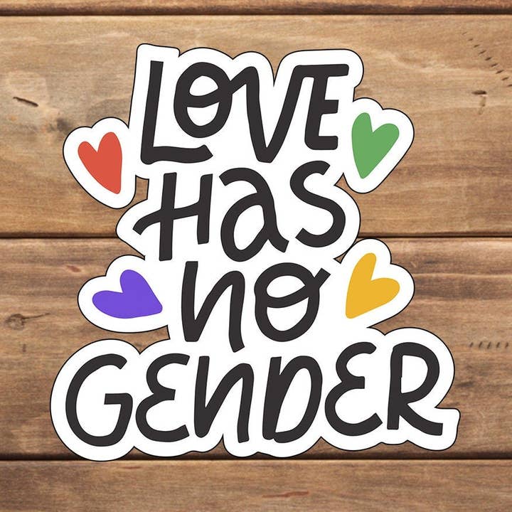 Kærlighed har intet kønsmærkat, klistermærke, vinyl klistermærke, bærbar klistermærke for engroshandel hos C3DAR Design