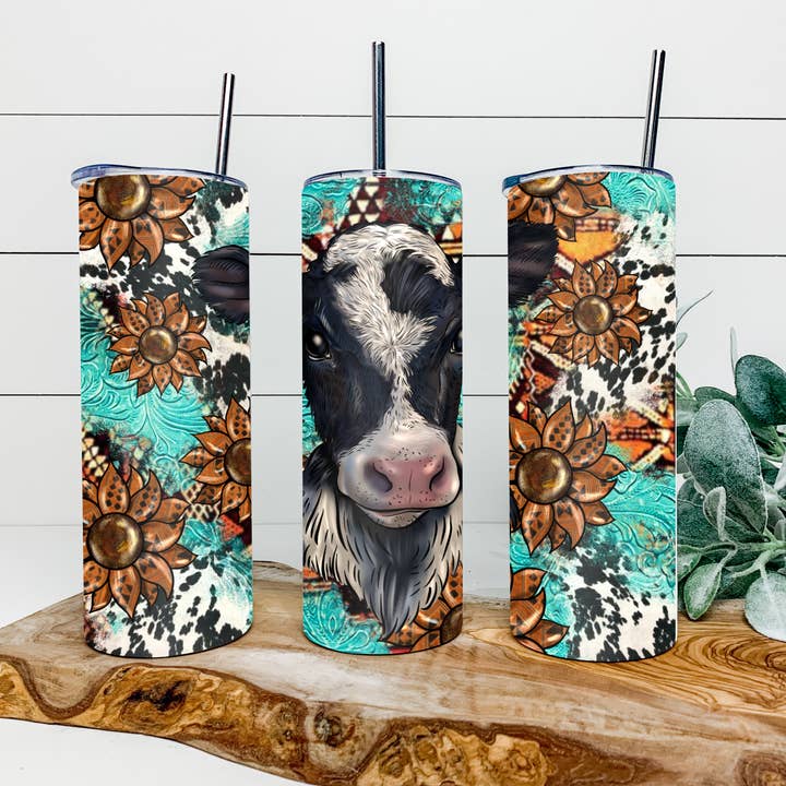 Western Black and White Cow 20oz Insulated Tumbler for wholesale by Southern Tribe Wholesale