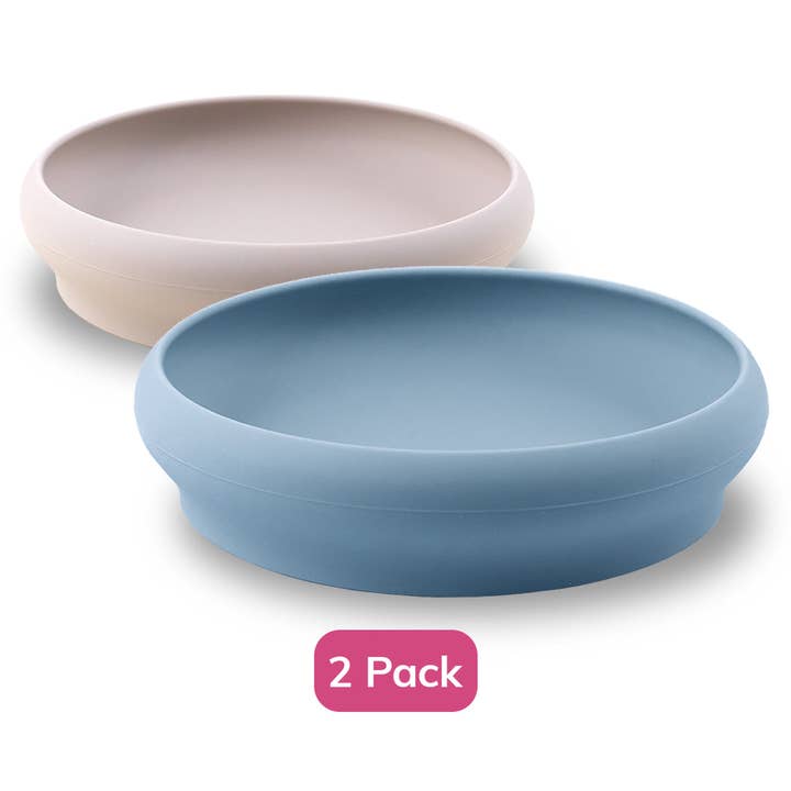 Silikonetallerkener til baby 2 stk. (blå/beige) for engroshandel hos Naomi