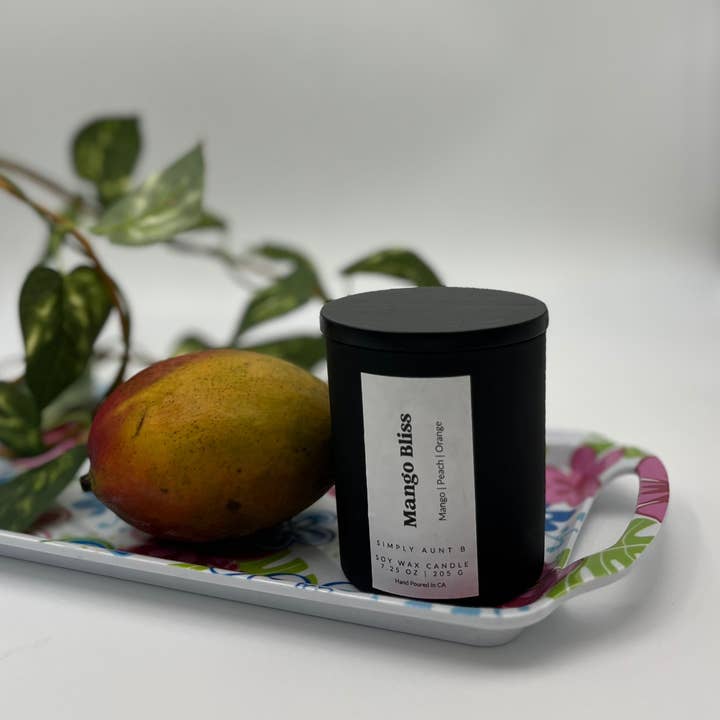 Simply Aunt B - Wholesale Jar/Filled Candle - Mango Bliss - 7.25oz. Matte Black Glass Soy Candle