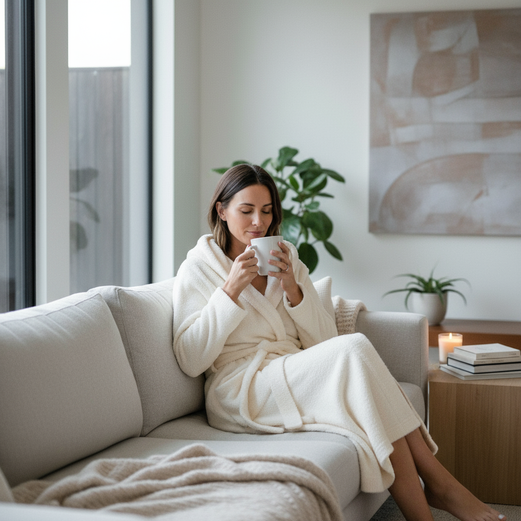 Dolce™ Cream Hoodie Robe for wholesale on Faire2