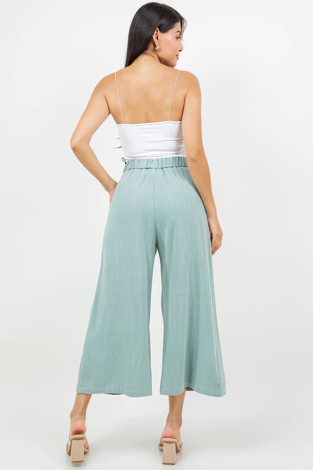Veracci - Wholesale Pants - Women's - Linen Blend Wide-Leg Capri Pants10