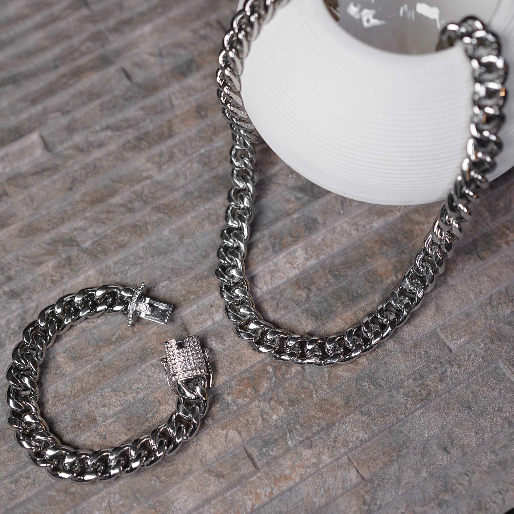 EMESLY - Wholesale Link & Chain Necklace - Miami Cuban Necklace (14mm, Silver)7