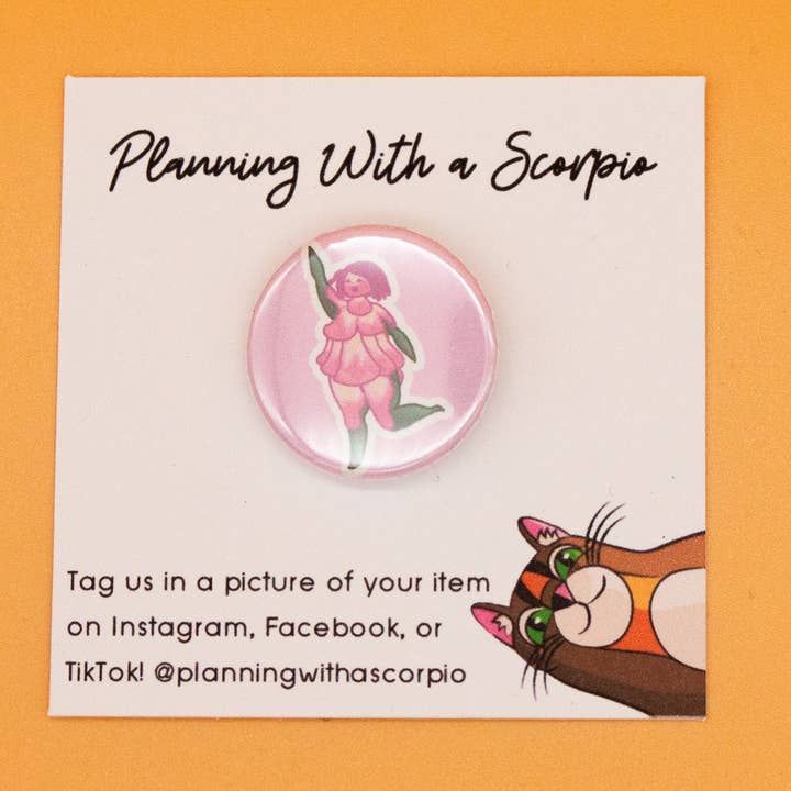 Insignia de 1 pulgada con forma de flor rosa para mujer para venta al por mayor de Rye & Co.