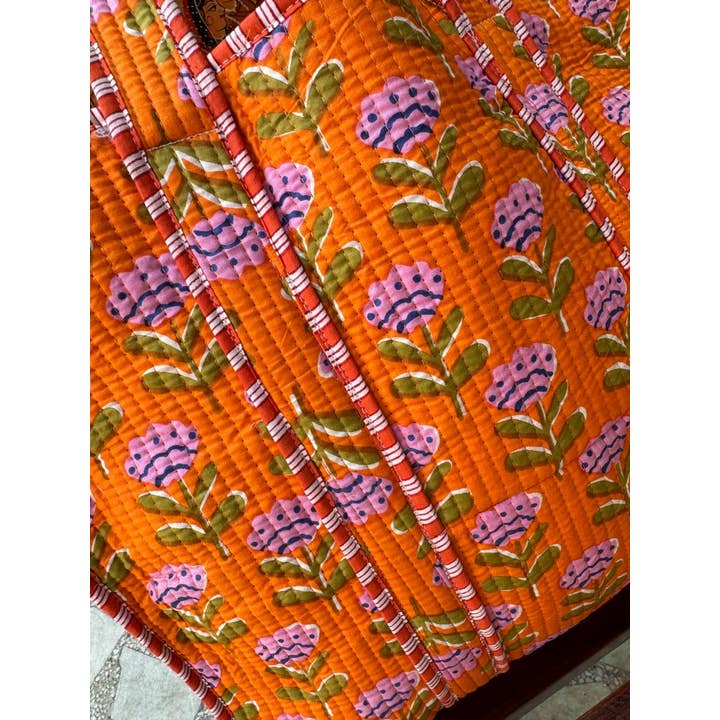 Bhawana Handicrafts - Wholesale Tote bag – Women's - Orange Cotton Bag Floral Printed Bag Quilted Bag Women Bags 3