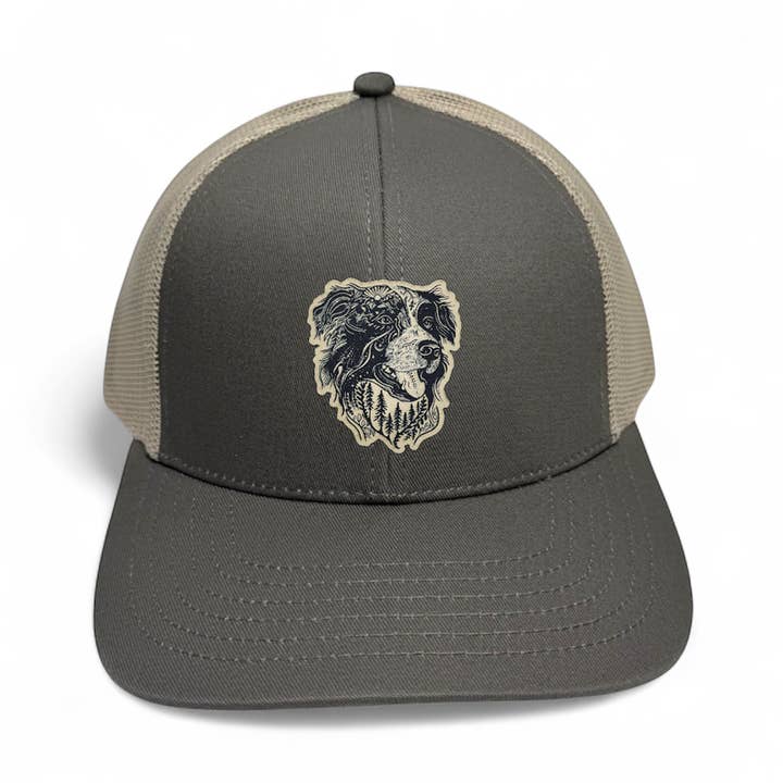 Border Collie / Aussie Trucker hat pick your hat color for wholesale by Wild Slice Designs