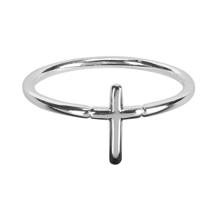 Ring Small Cross Size 9 Silver for wholesale by Dicksons