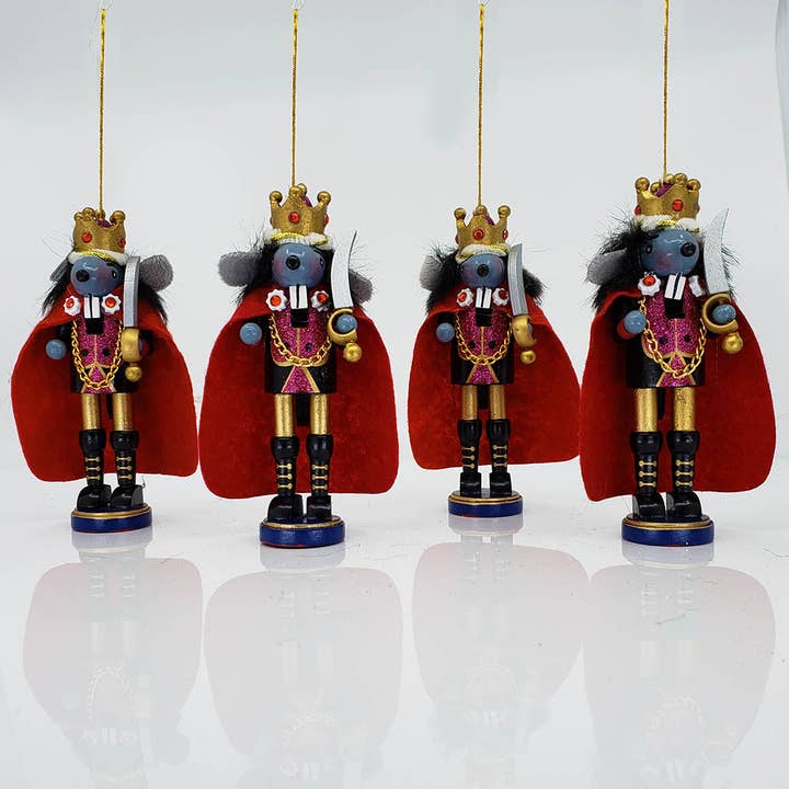 Nutcracker Ballet Gifts - Wholesale Ornament Set - Mouse King Nutcracker Ornament Set of 4 in 6 inch