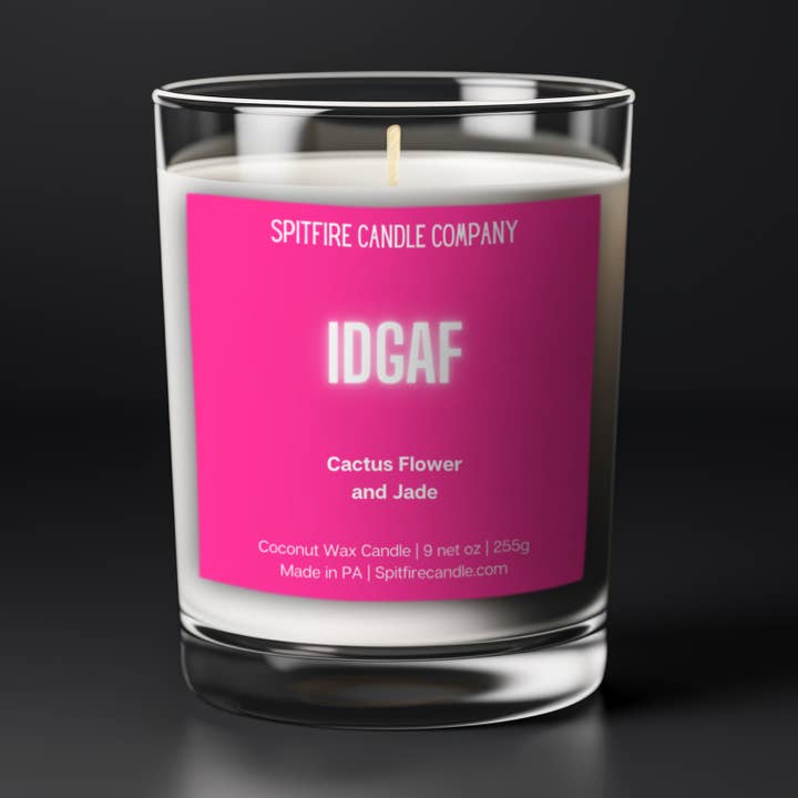 IDGAF - Cactus Flower and Jade Coconut Wax Scented Candle for wholesale by Spitfire Candle Company