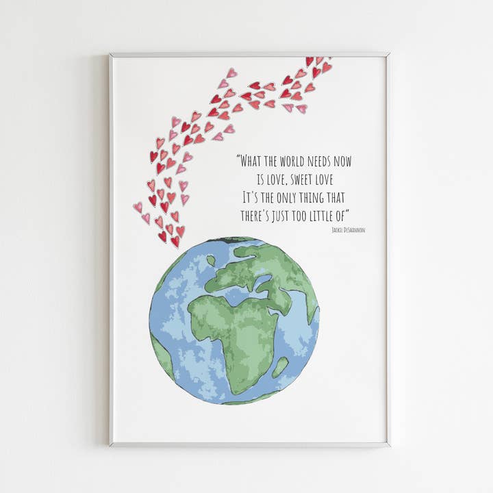 World/Heart Aquarel Painting - Wat de wereld nu nodig heeft voor wholesale door Abigail Leigh Designs