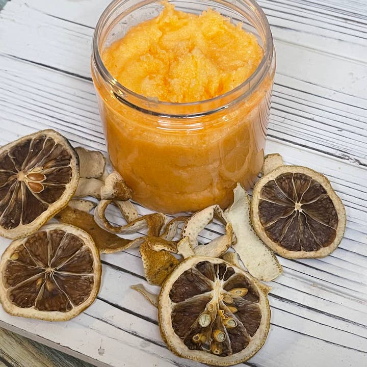 Lemon and Orange Sugar Scrub for wholesale by Peace Love and Lavender Soap