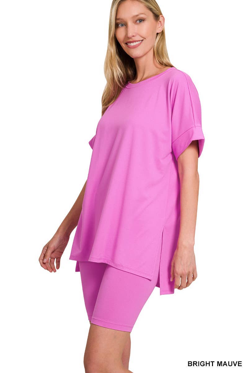 Vanilla Monkey - Wholesale Loungeset - Dames - Geborstelde Dty Microvezel R-hals Top Biker Shorts13