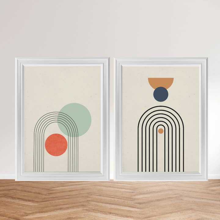 Poster Japandi minimalisti – Geometrie e Colore, set da 2 A4 per la vendita all'ingrosso da parte di LichtwegOnline