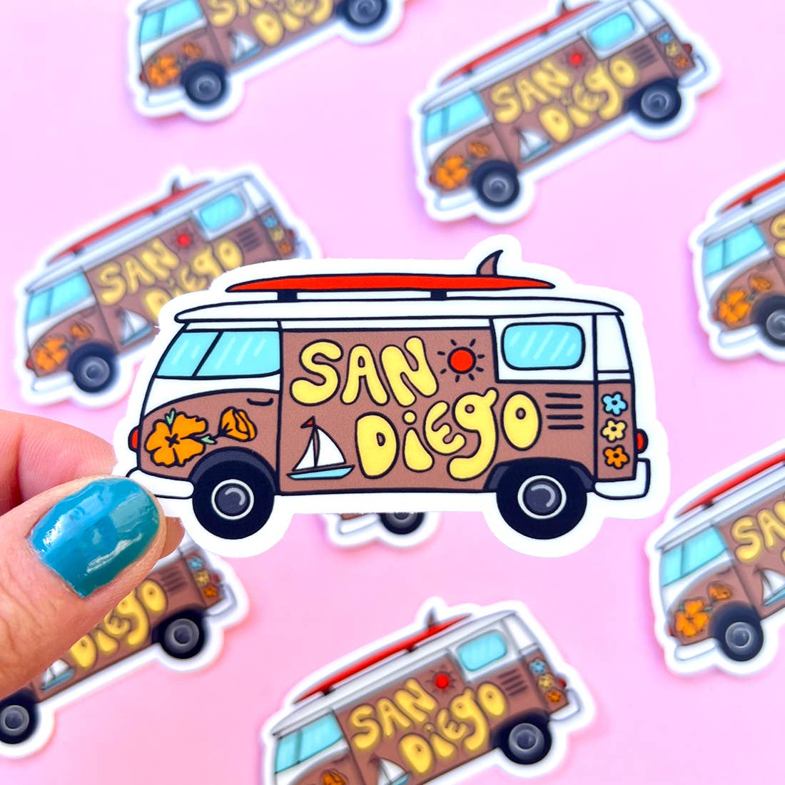 Brenna Daugherty Illustration - Wholesale Sticker - San Diego Surf Van Sticker1