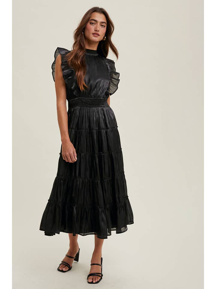 Wishlist Apparel - Vente Robe – femme - ROBE MIDI À PLUSIEURS NIVEAUX EN ORGANZA AVEC VOLANTS/WL23-8374