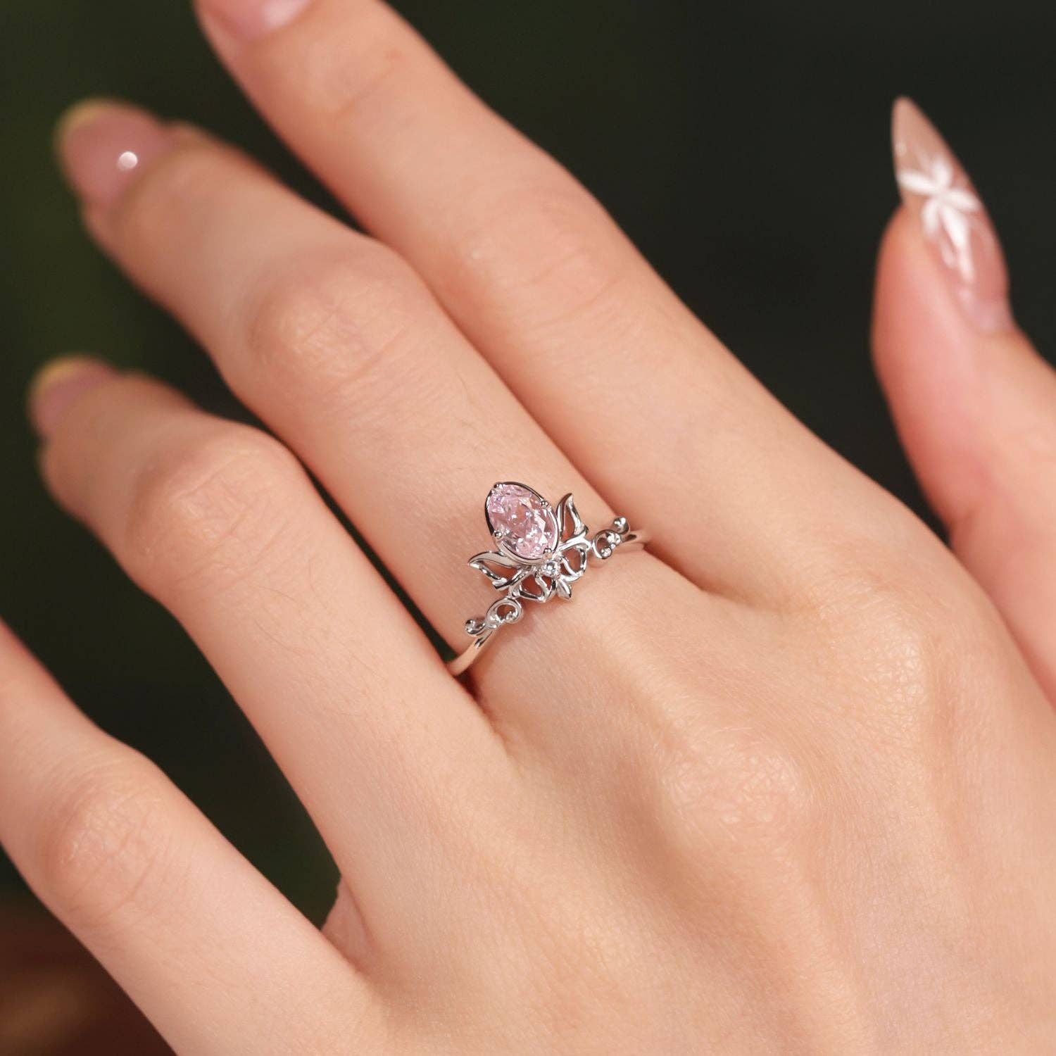 Azura Jewelry – wholesale Band/stacked ring – Sylphae Fairie Morganite Ring1