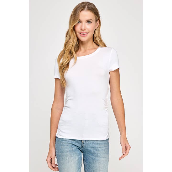 Heimious - Vendita all'ingrosso Maglietta - Donna - Maglietta a maniche corte con lati arricciati, T84110