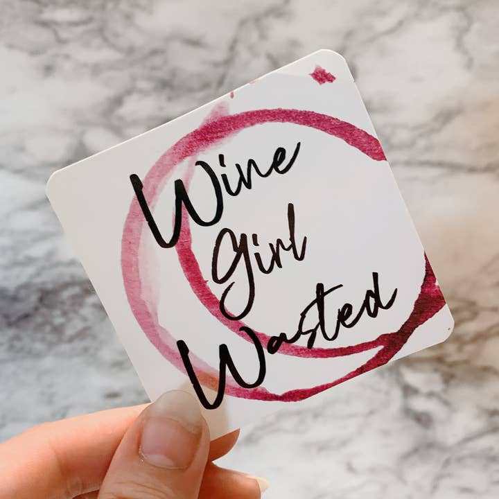 Wine Girl Wasted Sticker for wholesale by Wandering Wine Glass