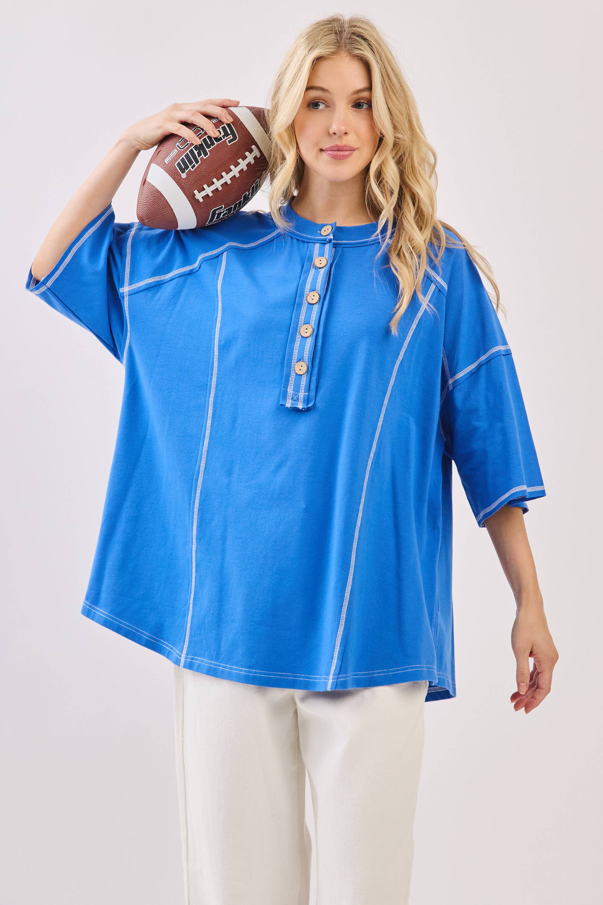 Sewn and Seen – Túnica - Mulher por atacado – Henley Relaxado com Botões47