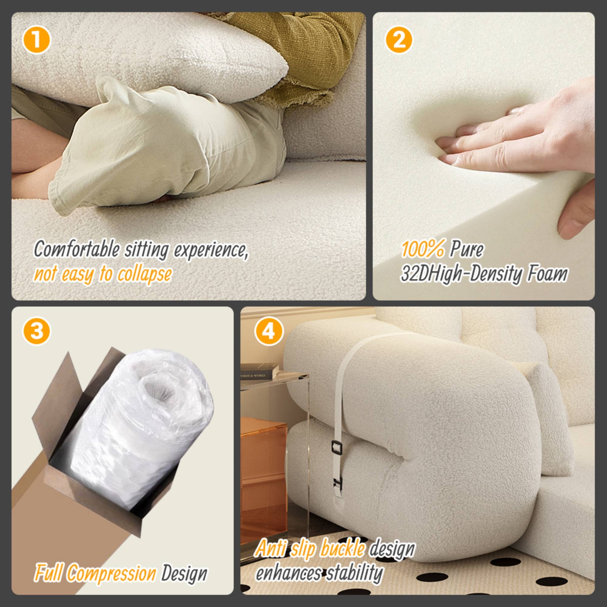 39F Inc. - Wholesale Sofa - 3-in-1 Foldable Teddy Sofa Bed w/Pillows 4 Colors26