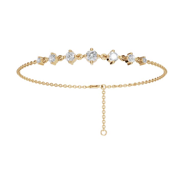 Bracciale a catena in oro massiccio 14k con diamante coltivato in laboratorio IGI da 0,80 CT per la vendita all'ingrosso da parte di PureYou Jewelry