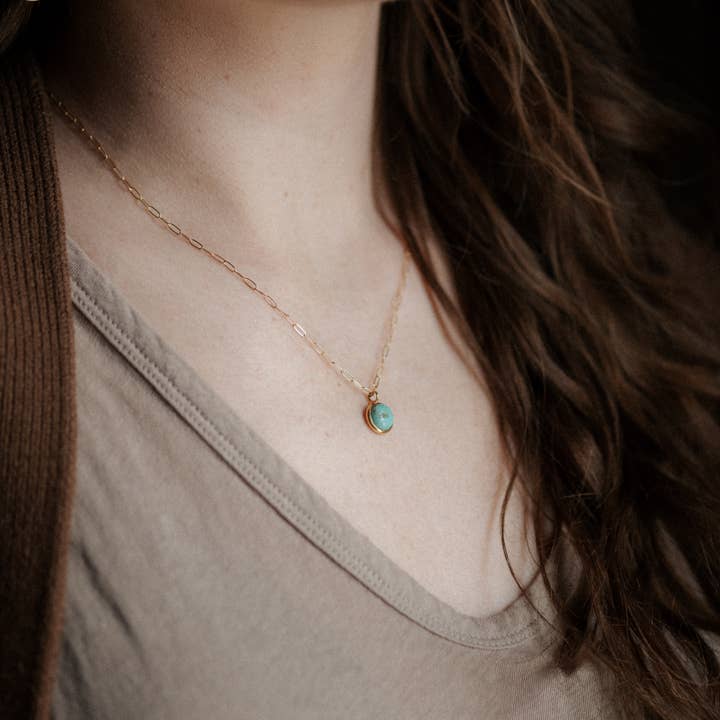 Commonform - Wholesale Pendant/Charm Necklace - Hyalite Necklace // Turquoise // Demi-Fine Gold1