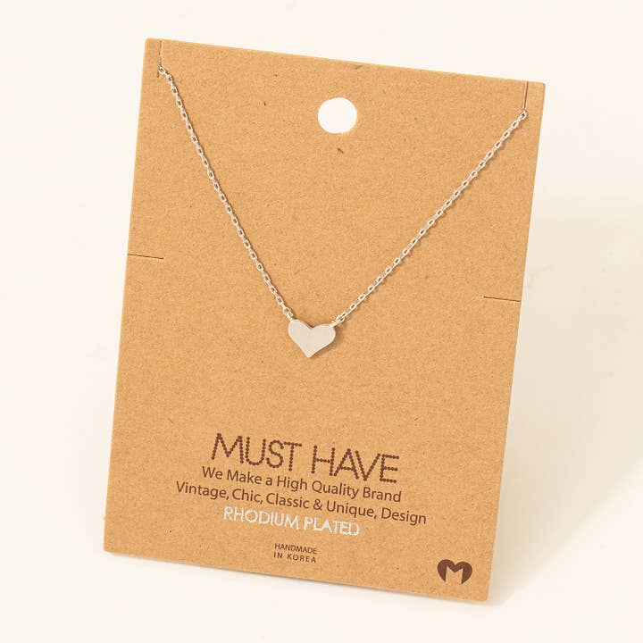 Fame Accessories - Wholesale Pendant/Charm Necklace - Brushed Heart Dainty Pendant Necklace
