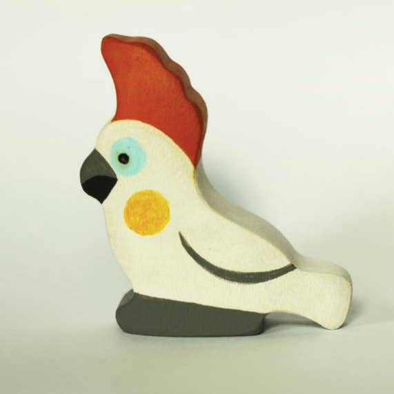 Figura de loro blanco de madera hecha a mano para venta al por mayor de PoppyBabyCo