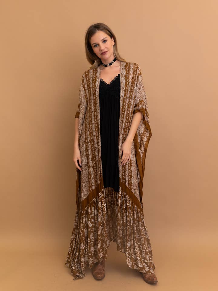 Leto Accessories - Wholesale Kimono - Women's - Free Flow Paisley Longline Kimono - Bestseller 😍14