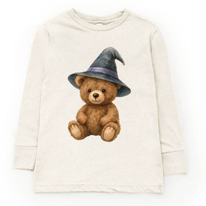 Camiseta de Manga Larga para Niños y Jóvenes con Oso Acuarela de Bruja para venta al por mayor de The Juniper Shop Wholesale