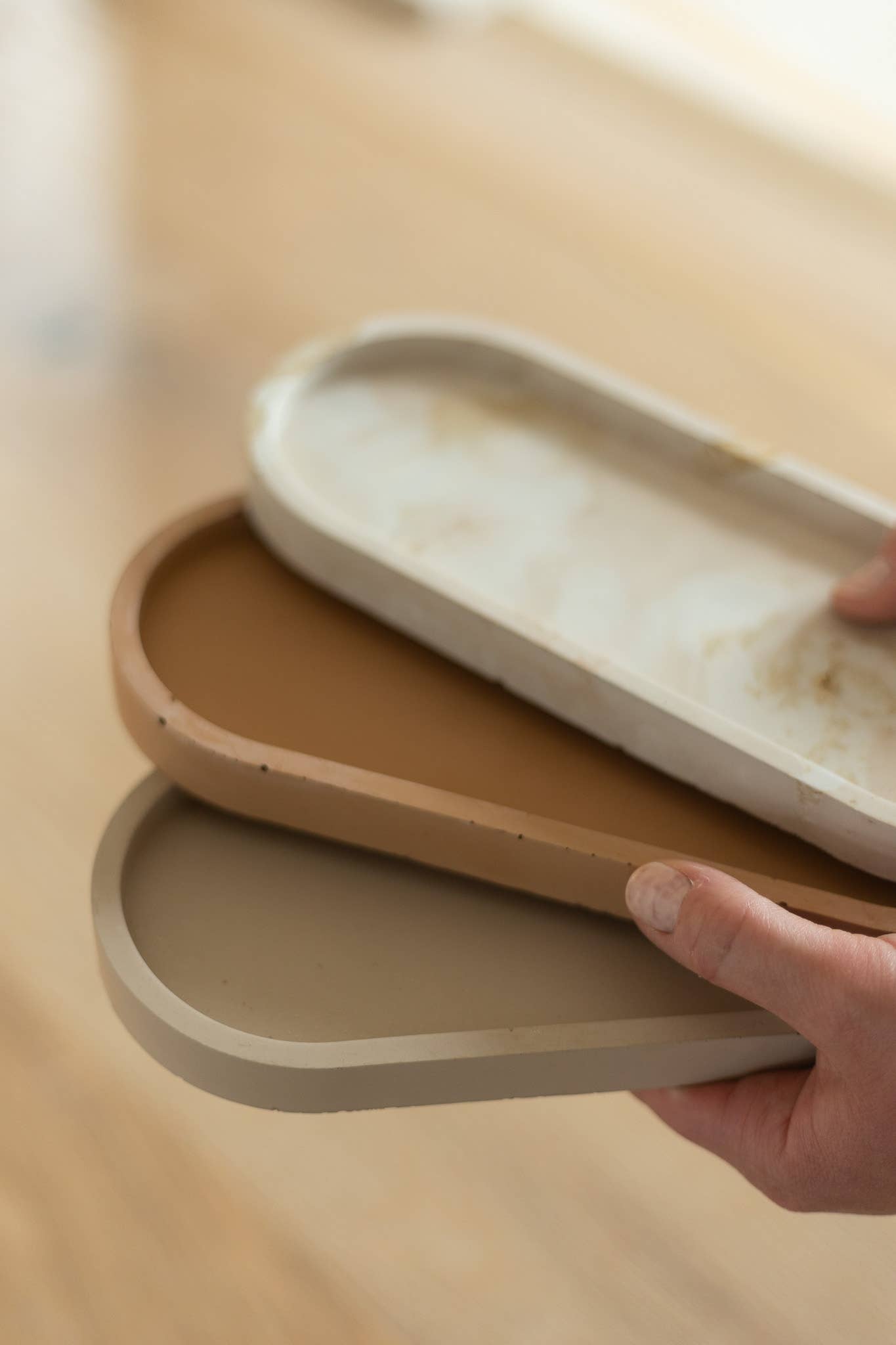 Joyful Nest Design Co. - Wholesale Decorative Tray - Decorative Tray | Oval Concrete Tray | Soap Bottle Tray 7