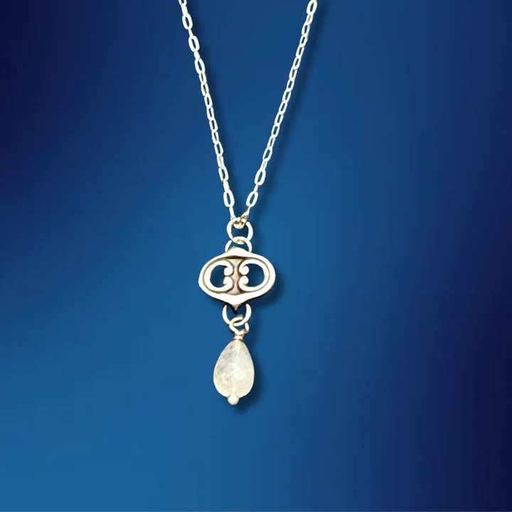 Small Link w/ Moonstone Necklace for wholesale by Contemporary Relics: Jewelry by Sherri Bloomer