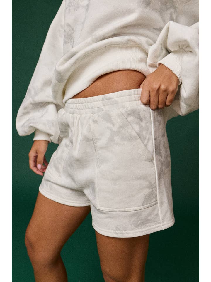 WHITE GREY PP50362-2 - Luxe Fleece Drawstring Shorts for wholesale on Faire8