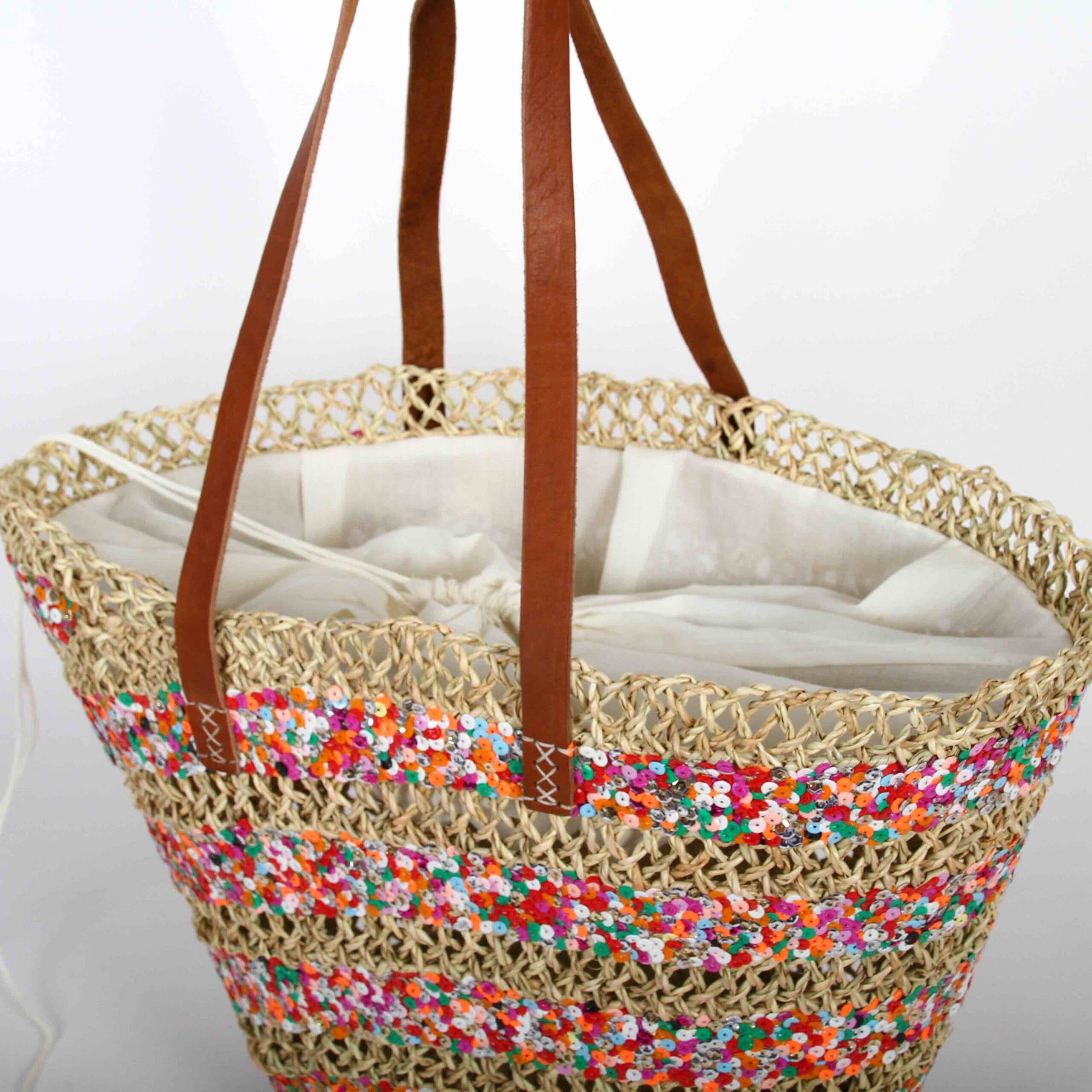 Logionline SLU - Wholesale Beach Bag - Carry Bag, Sequins, Leather Handles with Lining14