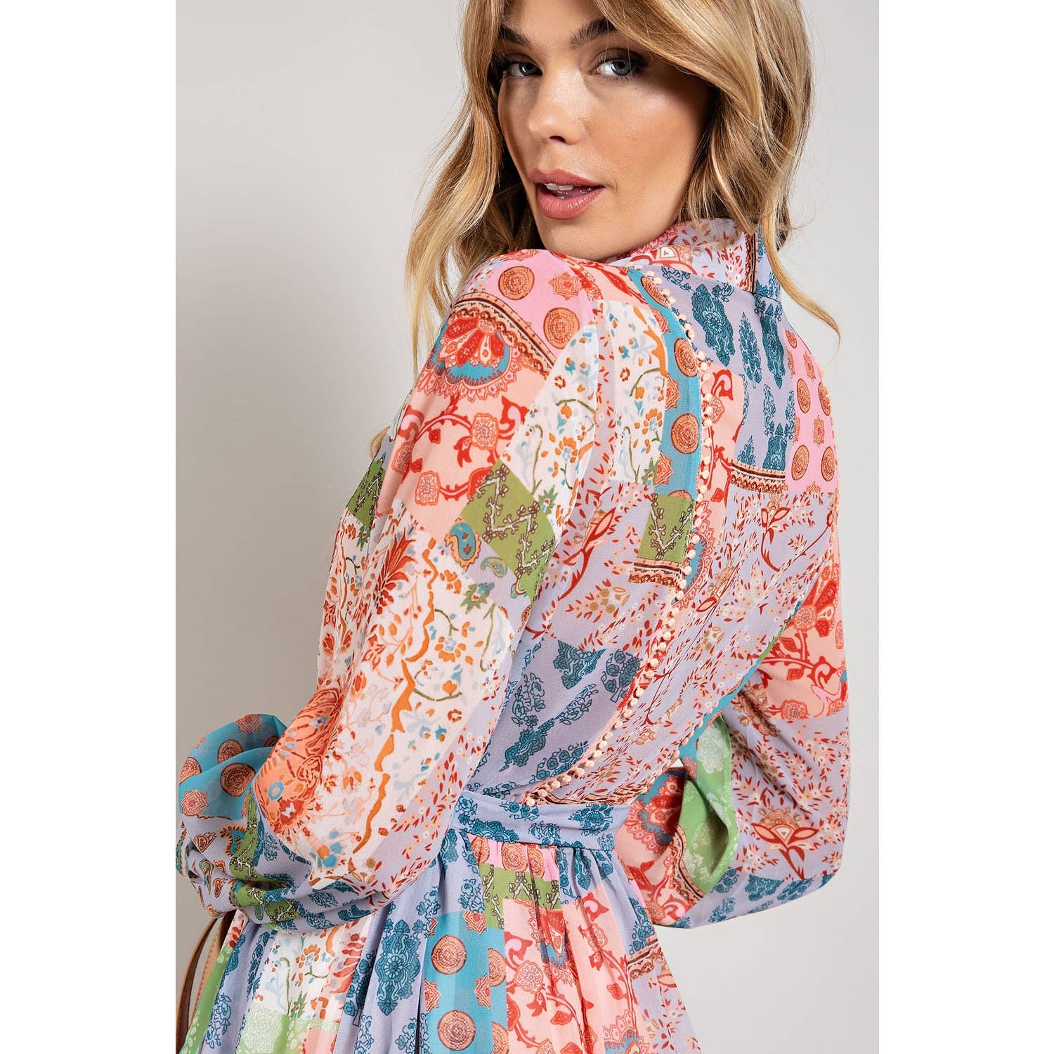 Sweet Generis – wholesale Dress – Women's – FLOWER PRINT LONG SLEEVE SHIRT DRESS31