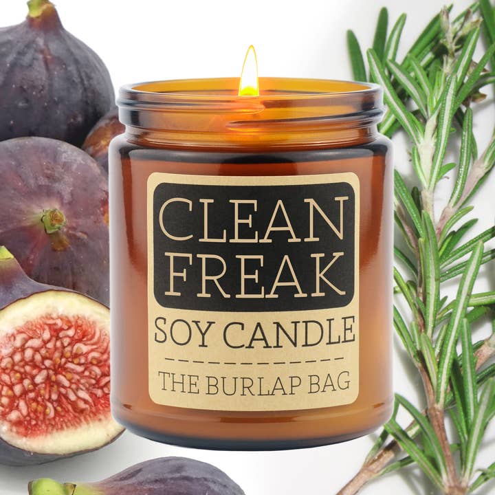 The Burlap Bag - Wholesale Jar/Filled Candle - Clean Freak - Soy Candle 9oz0