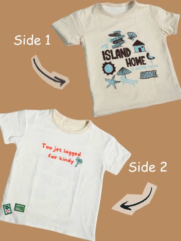 Reiziger T-shirt Wit/Suiker – Omkeerbaar (Twee T-shirts in één) voor wholesale door Lokal Folk - Reversible Kidswear