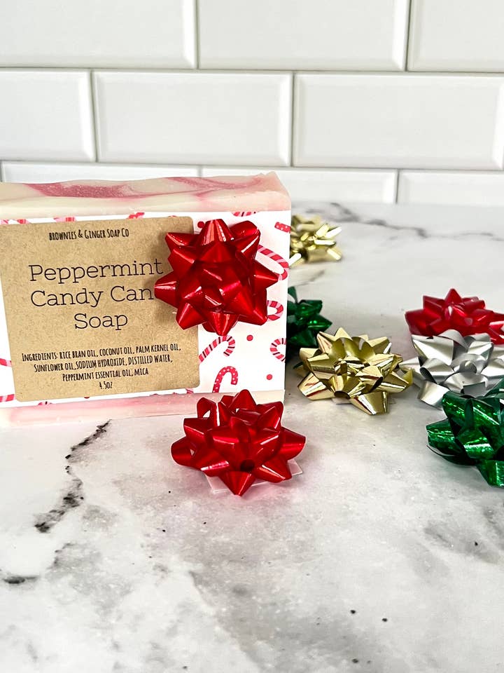 Peppermint Soap Bar, Candy Cane Soap, Christmas gift for wholesale by Brownies&Ginger Soap Co