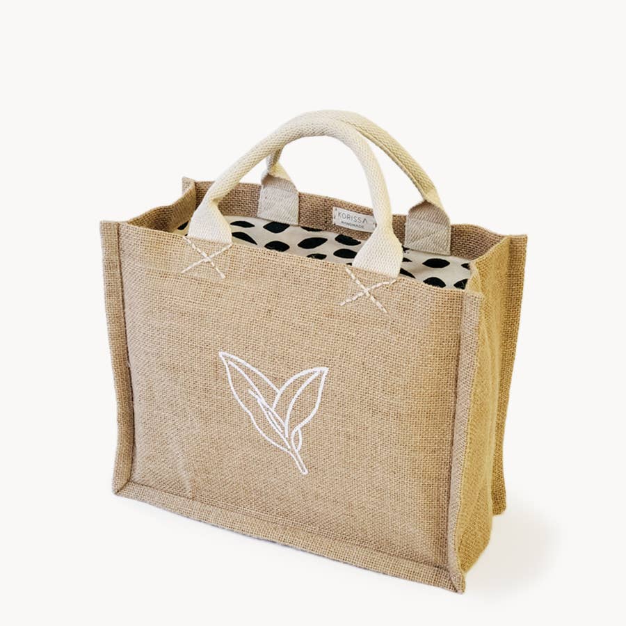 Blank Vine Wood Handle Jute Shopping Tote Bag - Brilliant Promos