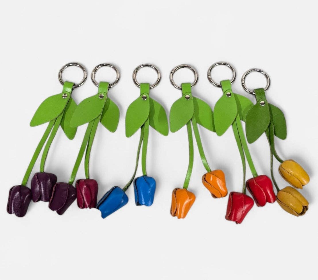 Sunflower Handmade leather inc – wholesale Nyckelringar - Dam – läder tulpan nyckelring väska charm väska väska accessoar1