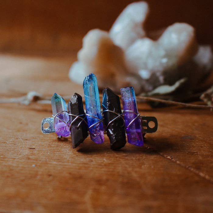 Midnight Raven Studios - Wholesale Hair Clip - Women's - Bi Babe Pride Crystal Hair Clip - Bisexual Pride Flag