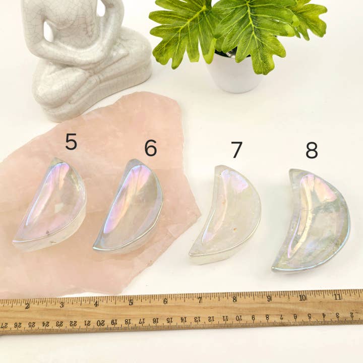 Rock Paradise - Wholesale Spiritual Stone/Crystal - Angel Aura Crystal Quartz Moon Bowls - You Choose #17