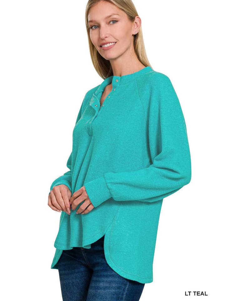 Vanilla Monkey - Wholesale Knit Sweater - Women's - Brushed Melange Hacci Oversized Henley Sweater3