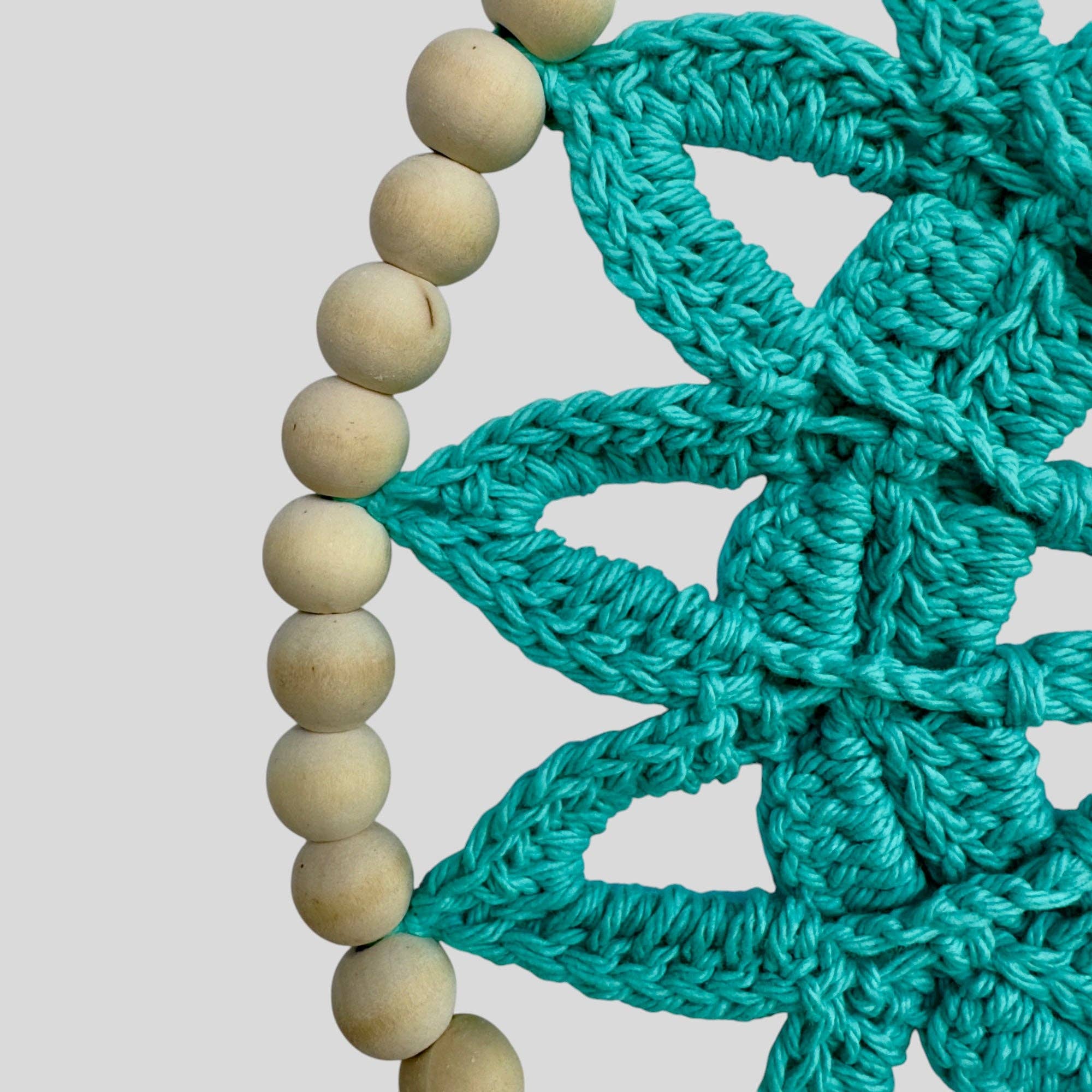 Guzel Handcrafts - Vente Attrape-rêve - Attrape-rêves macramé fait main style bohème 30 cm - Décoration chambre enfant turquoise1